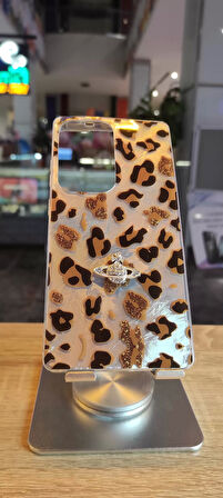 Samsung Galaxy S25 Ultra Uyumlu Leopar Tasarım Kılıf Taşlı Askılı Kapak Darbe Korumalı Hologram Kapak