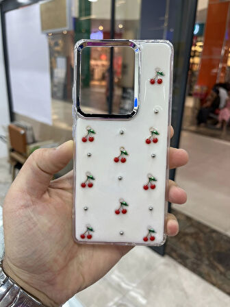 Xiaomi Redmi Note 13 Pro 4G Kiraz Kapak Kiraz Kabartma Figürlü Sararmayan Premium Kılıf