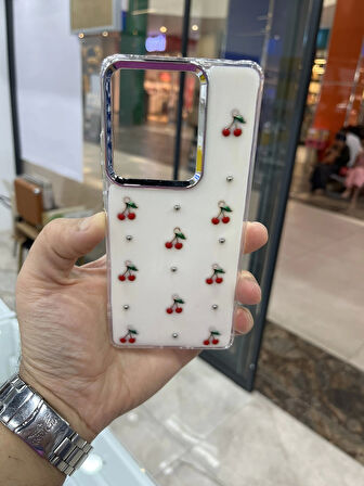Xiaomi Redmi Note 13 Pro 4G Kiraz Kapak Kiraz Kabartma Figürlü Sararmayan Premium Kılıf