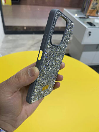 Xiaomi Redmi Note 13 Pro 4G Uyumlu Taşlı Premium Silver Kılıf
