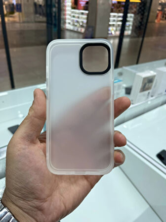 İPhone 13 Uyumlu Beyaz Renk Buzlu Cann Kapak