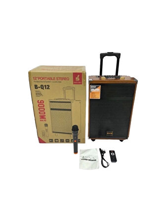 50 Watt Kablosuz Dev Boy Bluetooth Hoparkör Kumandalı Taşınabilir Valiz Tipi Mikrofonlu Kablosuz Hoparlör