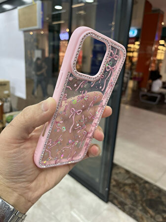 İPhone 16 Pro Kenarları Elmas Taşlı Kapak Premium Darbe Korumalı Kılıf