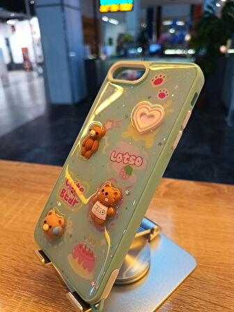 İPhone 7 Plus/8 Plus Uyumlu Kabartma Figürlü Darbe Korumalı Kapak Little Bear Kılıf