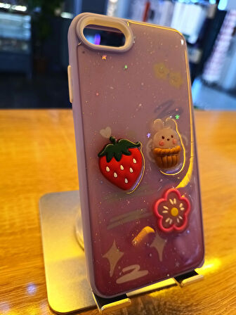 İPhone 7/8/SE Uyumlu Kabartma Figürlü Darbe Korumalı Kapak Çilek Kılıf
