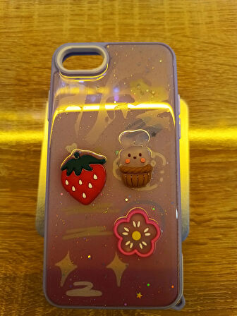İPhone 7/8/SE Uyumlu Kabartma Figürlü Darbe Korumalı Kapak Çilek Kılıf