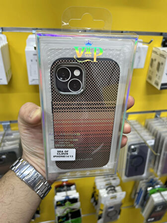 İPhone 13/14 Uyumlu Karbon Kılıf Gizli MagSafe Özellikli Kapak