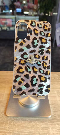 İPhone 16 Uyumlu Leopar Tasarım Kılıf Taşlı Askılı Kapak Darbe Korumalı Hologram Kapak
