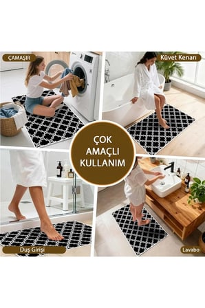 Banyo Paspası, Yumuşak Banyo Halısı, Kaymaz Dot Tabanlı, Yıkanabilir - 60x100