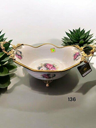Royking Antique Dalgalı Oval Sunum Tabak 39x23x19CM RMN 136