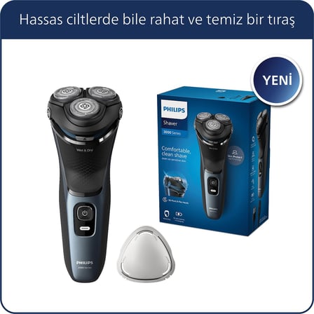 Philips 3000 Serisi Islak&Kuru Tıraş Makinesi, 5 Yönde Dönen Başlıklar, Hassas Düzeltici, S3144/00