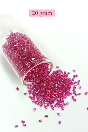 Kesme Cam Boncuk 2mm - 20 Gram - Şeffaf Koyu Pembe -BNC346
