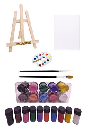 Mini Şövale 25x35 Tuval 10x25ml Guaj Boya Seti
