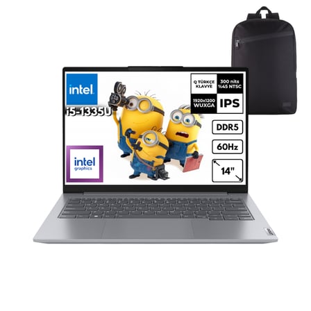 Lenovo ThinkBook 14 G6 IRL i5-1335U 32-GBDDR5 4 TBSSD Iris Xe Graphics 14" WUXGA Freedos + HMF Sırt Çantası 21KG00Y5TRHMF9