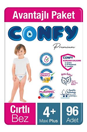 Confy Premium Bebek Bezi 4 Numara Maxi Plus 96 adet