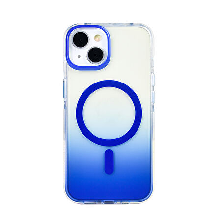 iPhone 14 Kılıf Kablosuz Şarj Özellikli Şeffaf Transparan Renk Geçişli Toros Kapak