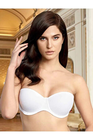 Kadın Destekli Push-up Straplez Şeffaf Sırt Askılı Sütyen 75-95b