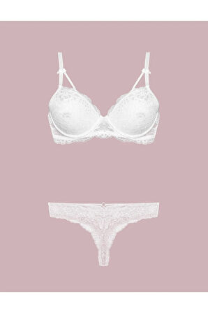 Kadın Bordo Destekli Push-up Sütyen Ve String Takım 75-90b