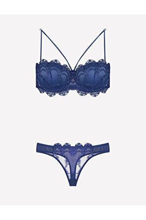 Kadın Destekli Push-up Straplez Sütyen Ve Külot Takım