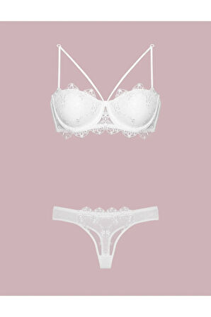 Kadın Destekli Push-up Straplez Sütyen Ve Külot Takım