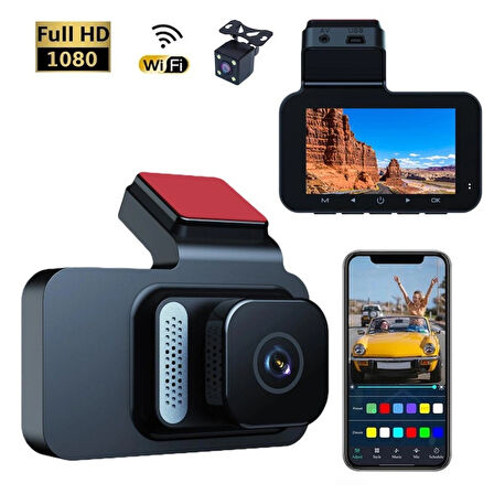 Araç İçi Kamera Wifi Yol Kayıt Cihazı 170° Açı Full Hd 1080P  G Sensörlü Hareket Sensörlü