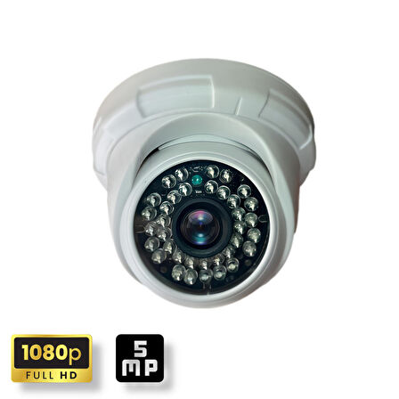 1 Kameralı Set - Hareket Algılayan Gece Görüşlü 36 IR Led 5MP Sony Lensli 1080P Full HD Dome İç Mekan Güvenlik Kamerası Seti D136b