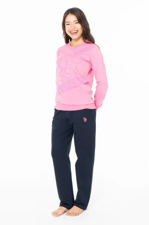 Kadın Bisiklet Yaka Uzun Kollu Pijama Takımı S26123 RAHAT KUMAŞ CEPLİ