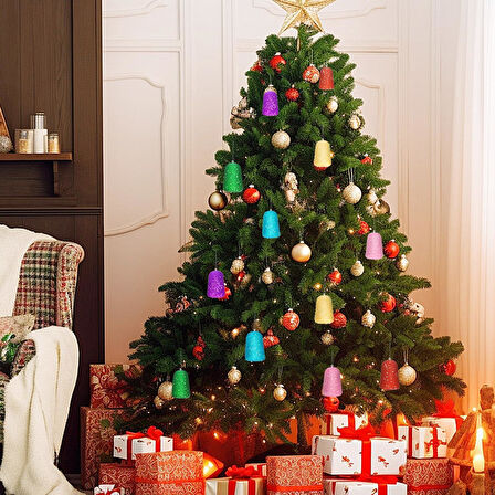 Yıllbaşı Çam Ağacı Süsü Simli Çan Noel Ağacı Süsü 6 Lı 5 cm