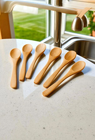 Ahşap Servis Kaşığı 17 cm Doğal Yemek Kaşığı – 4 Adet