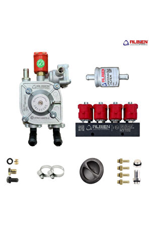 Atiker Uyumlu Gaz Kesicili Sıralı Sistem Regülatör 110kw + Albien Lpg Enjektör 4 Silindir 3 ohm