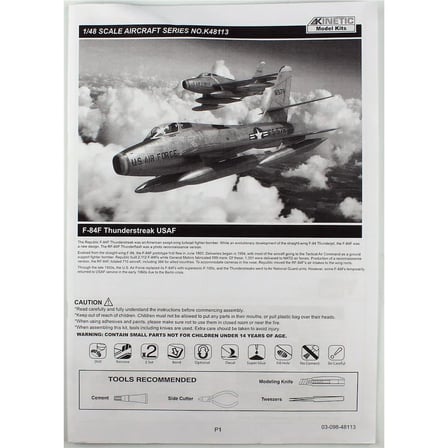 Kinetic F-84F Thunderstreak Savaş Uçağı Maketi 1/48 Ölçek Gri