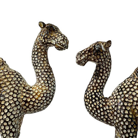 Uretti - Okay 5711 1260 Yaldızlı Develer Dekoratif İkili Set Biblo