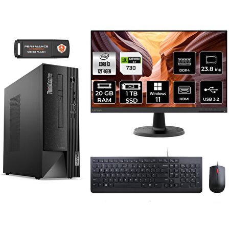 Lenovo ThinkCentre Neo 50S i3 12100 20GB 1TB SSD GT730/4GB W11H 11SX002VTX MASAÜSTÜ PC & 23.8" MONİTÖR