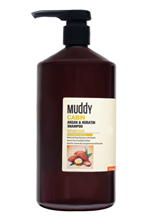 MUDDY ZAYIF KURU MAT NEMİNİ KAYBETMİŞ SAÇLARA CABIN ARGAN&KERATIN SHAMPOO 1000 ml.