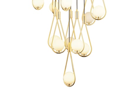 LampaLuce Pioggia Tasarımı Modern Yüksek Tavan Sarkıt Avizesi 21'li Altın 55x150cm