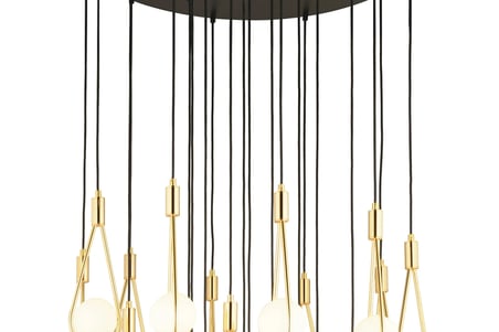 LampaLuce Pioggia Tasarımı Modern Yüksek Tavan Sarkıt Avizesi 21'li Altın 55x150cm