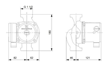 Grundfos UPS 25-80 N 180 Paslanmaz Gövdeli Dişli Sirkülasyon Pompası