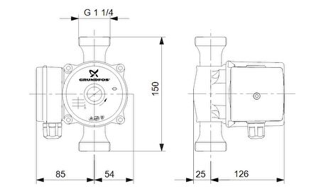 Grundfos UPS 25-80 N 180 Paslanmaz Gövdeli Dişli Sirkülasyon Pompası