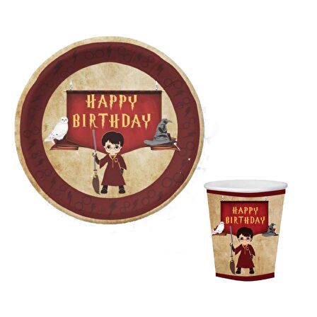Harry Potter Temalı Tabak Bardak 8 li