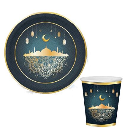 Ramazan Temalı Tabak Bardak 8 li
