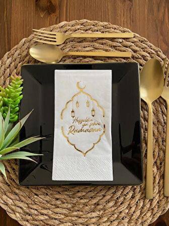 Gold Yaldızlı Beyaz Hoş Geldin Ya Şehri Ramazan Garson Katlama 16 lı Yeni Model