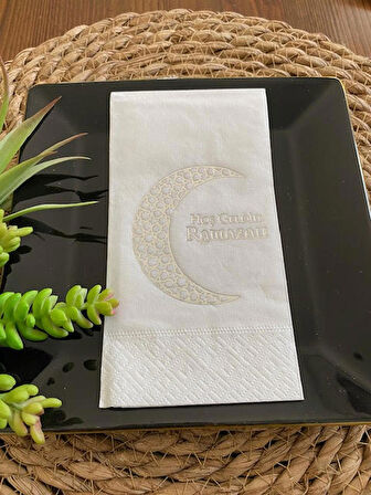 Gümüş Yaldızlı Beyaz Hoş Geldin Ramazan Garson Katlama 16 lı Yeni Model