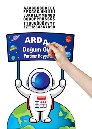 Uzay Temalı Ayaklı Pano Seti Kişiye Özel