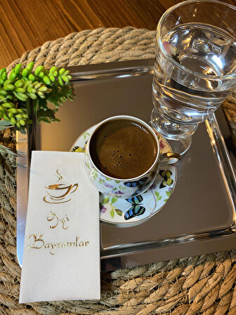 Gold Yaldızlı Beyaz İyi Bayramlar Peçete 6x12 cm