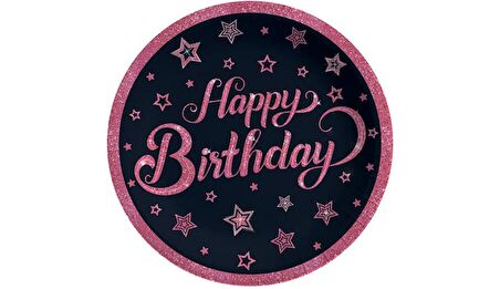 Pınk Stars Bırthday Tabak Bardak 8 li