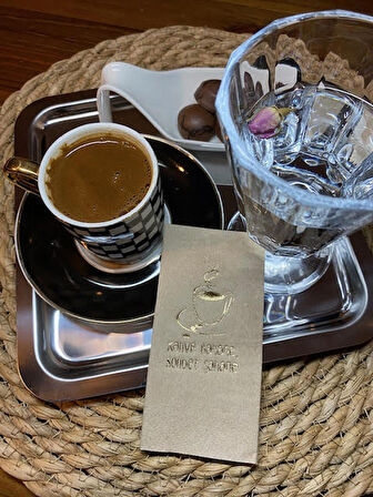 Gold Yaldızlı Kraft Kahve Şahane Sohbet Şahane  Peçete 6x12 cm