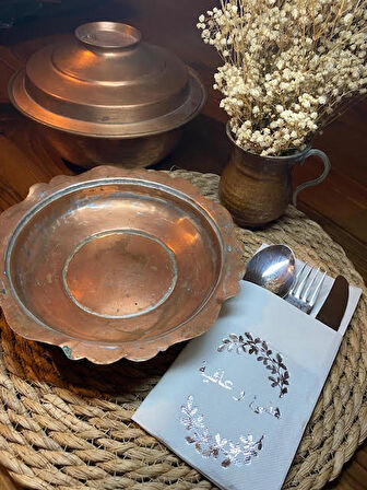 Gümüş Yaldızlı Beyaz Arapça Afiyet Olsun Cepli Peçete 12 lı 40x40