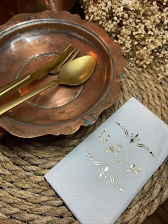 Gold Yaldızlı Beyaz Arapça Onurlandırdınız Garson Katlama Peçete 16 lı