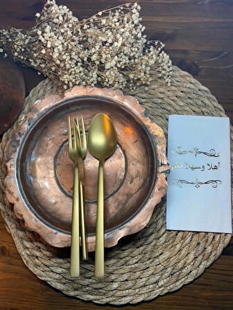 Gold Yaldızlı Beyaz Arapça Hoşgeldiniz Garson Katlama Peçete 16 lı