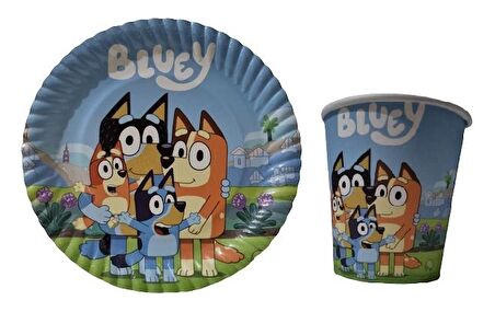 Bluey Temalı Karton Tabak Bardak 8 li